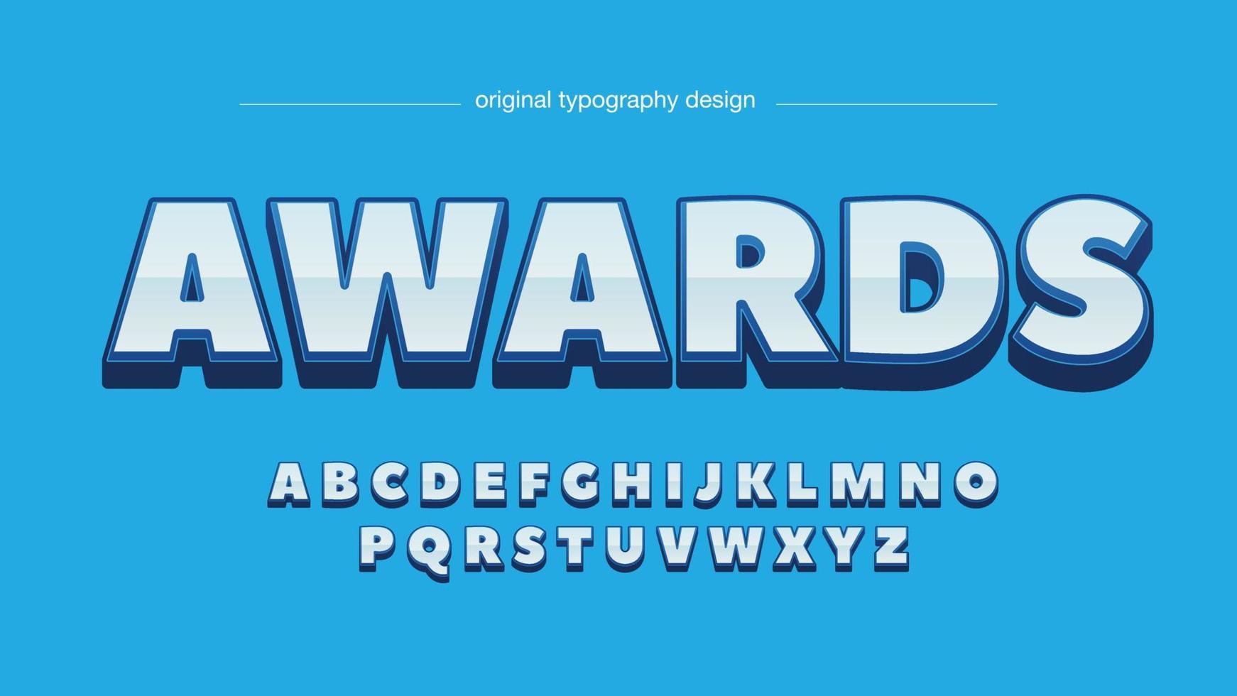 blue 3d cartoon chrome artistic font vector