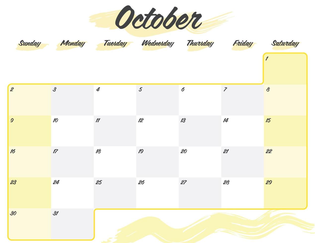 october elegant brush 2022 monthly calendar planner printable 4756646 vector art at vecteezy
