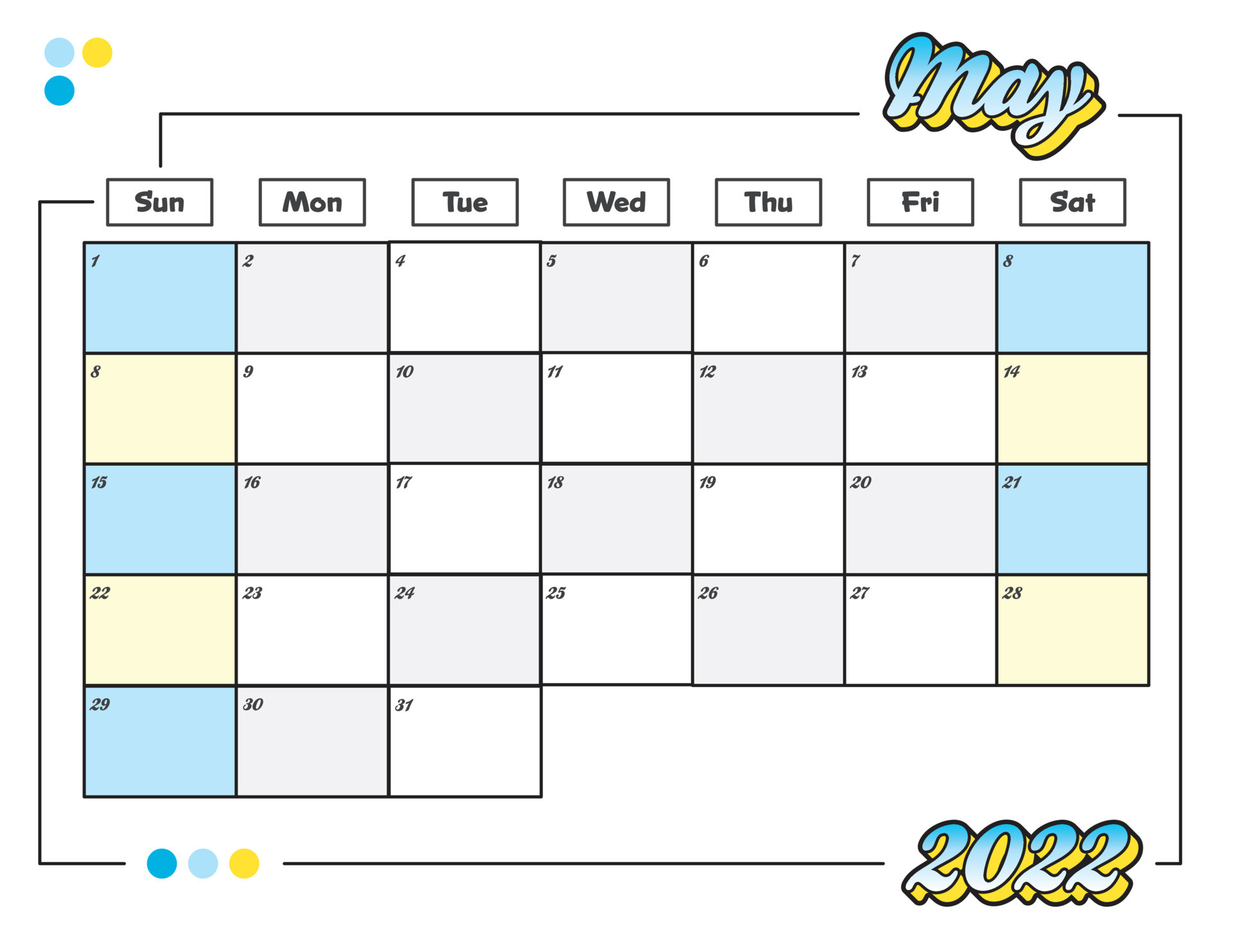 may colorful cute 2022 monthly calendar planner printable 4756663 vector art at vecteezy