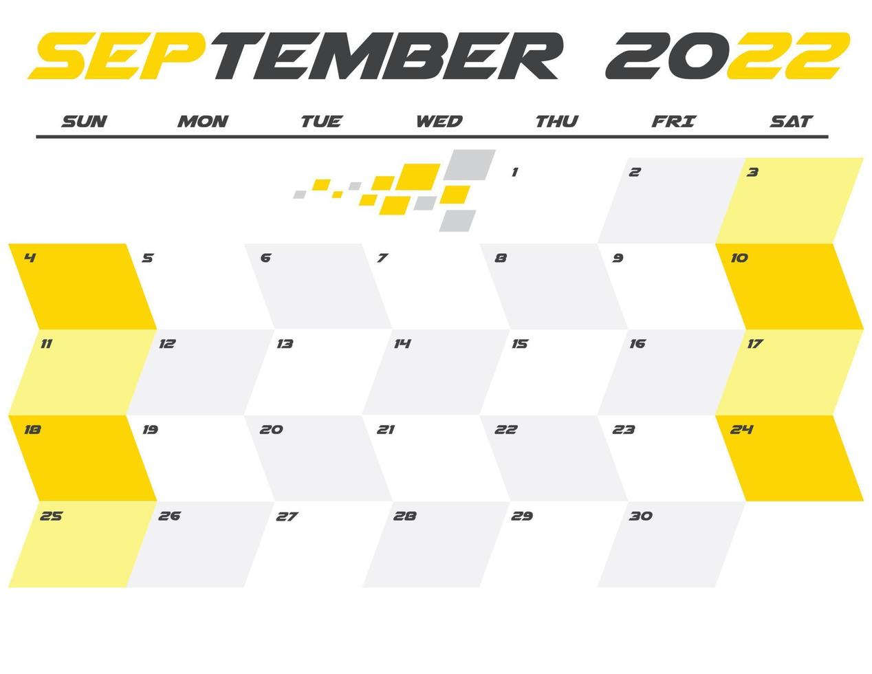 planificador de calendario mensual moderno de septiembre 2022 imprimible vector
