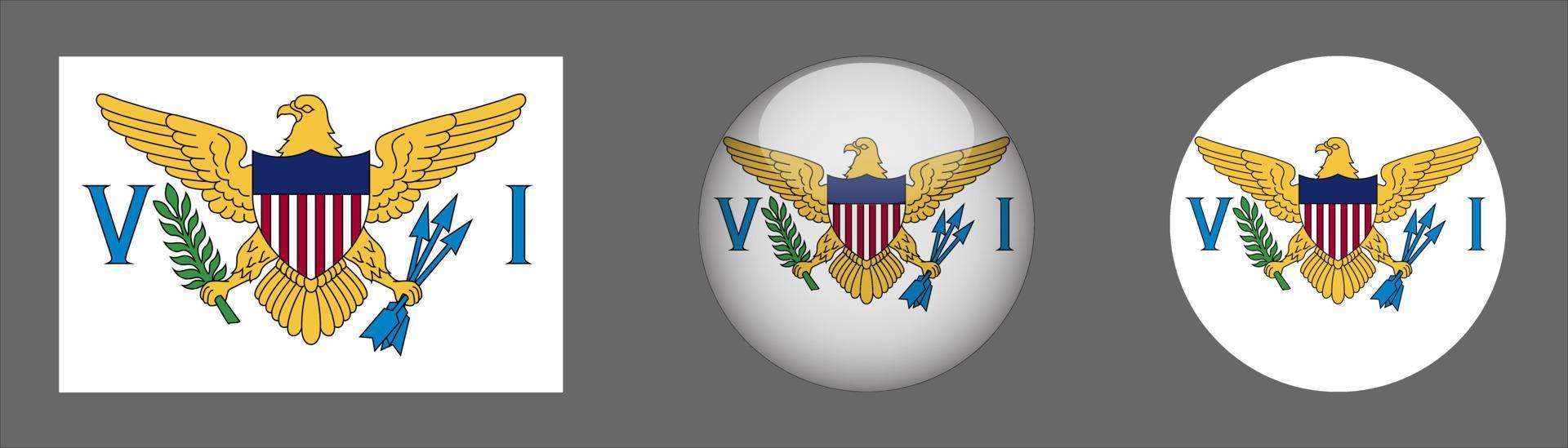American Virgin Islands Flag Set Collection, Original vector