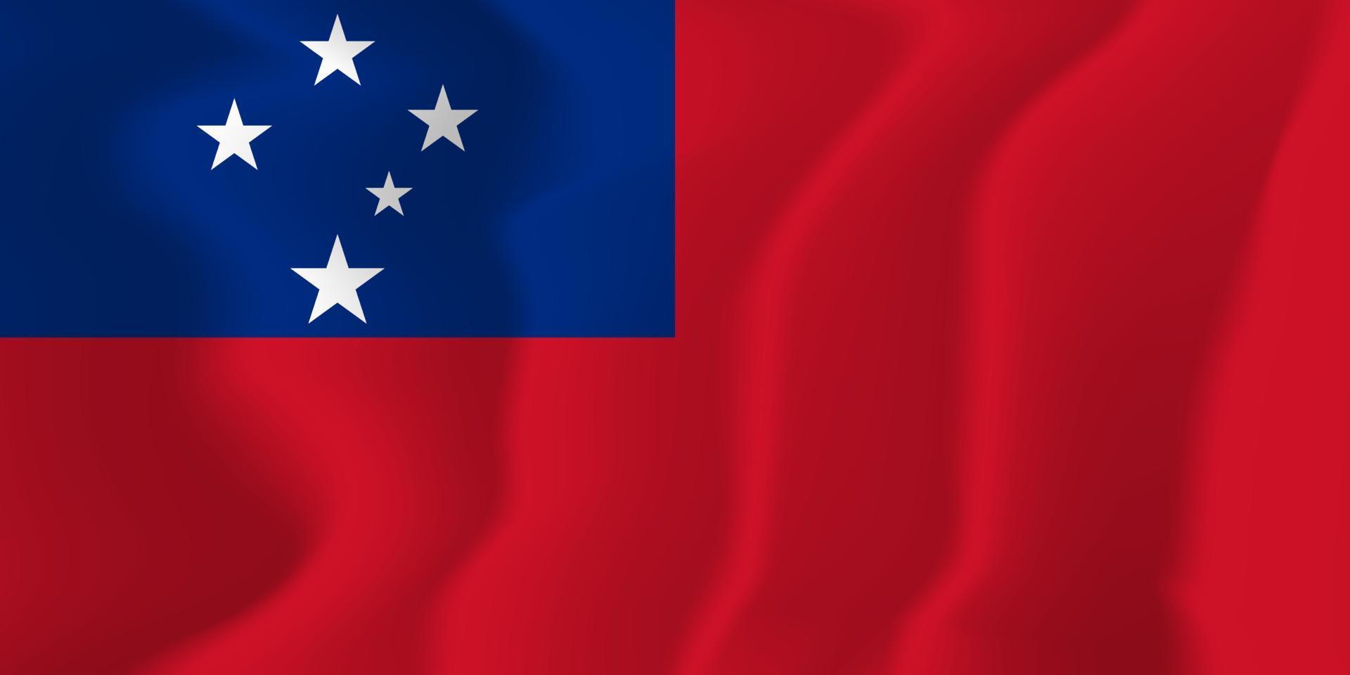 Ilustración de fondo de bandera ondeante nacional de Samoa vector