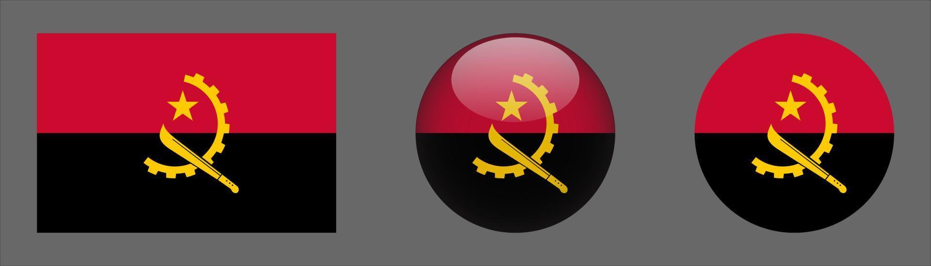 bandera de angola set colección, original vector