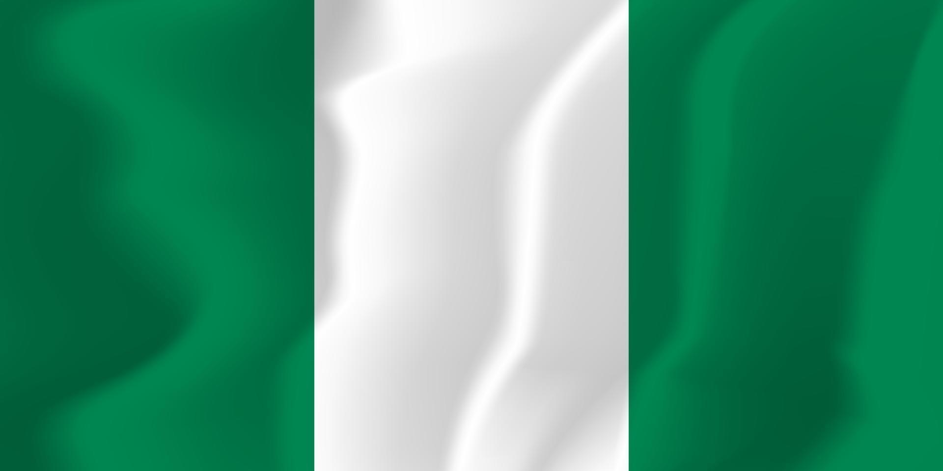 ilustración de fondo de bandera ondeante nacional de nigeria vector