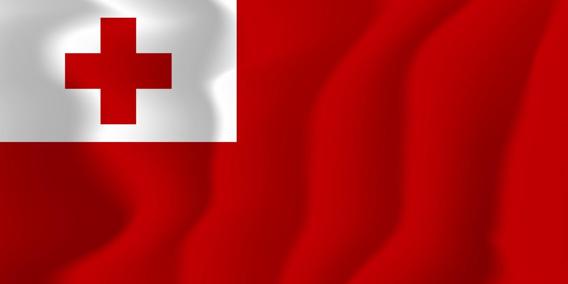 Tonga National Waving Flag Background Illustration vector