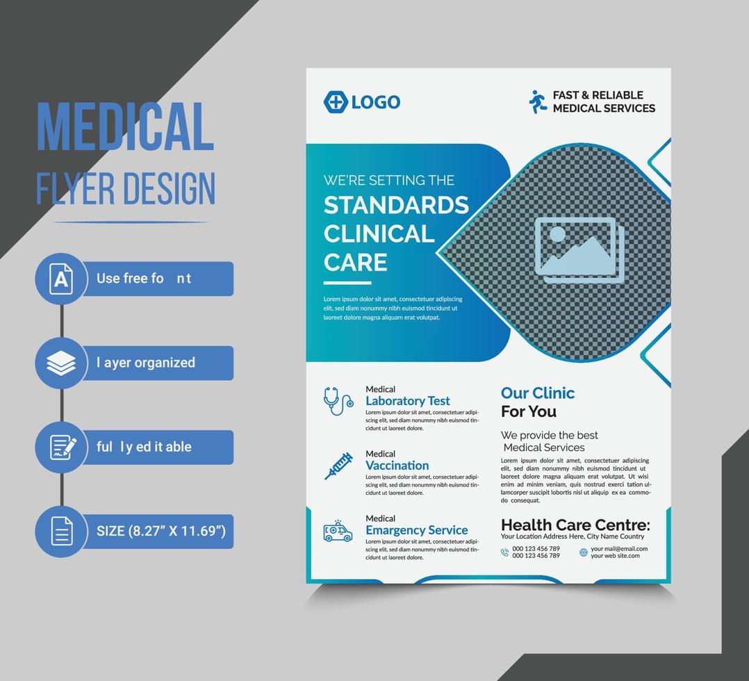 medical flyer design in vector