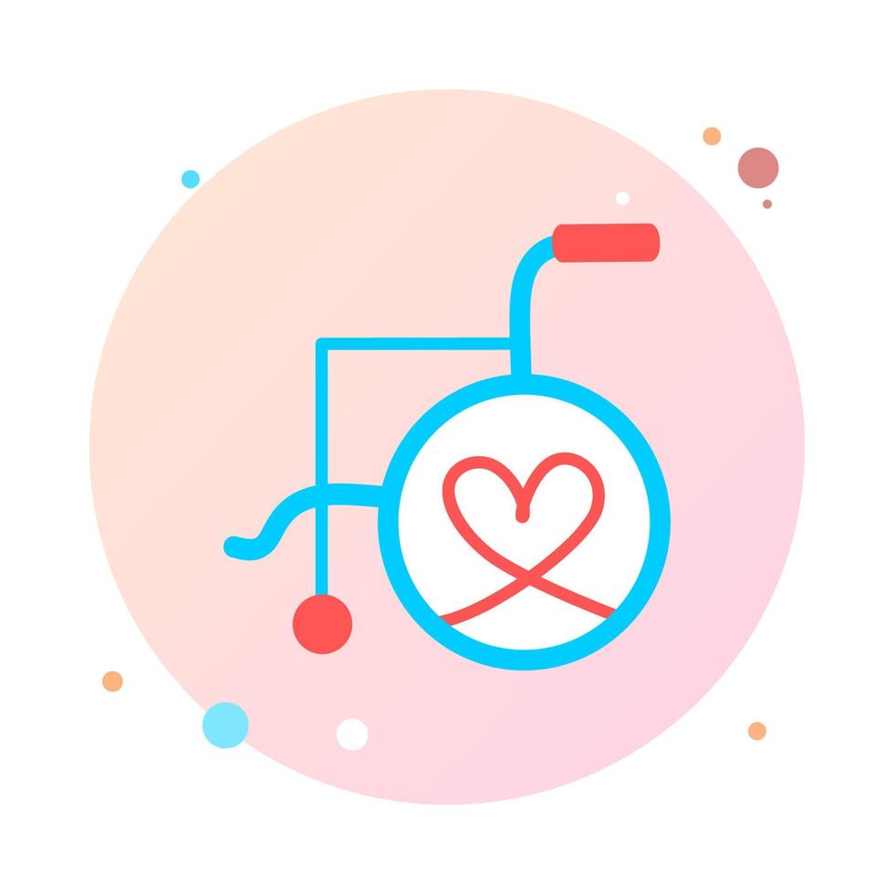 Wheelchair flat in circle icon. Beautifully designed wheelchair in round shaped icon. Wheelchair, handicapped or accessibility parking or access sign flat for apps and print. Vector illustration.