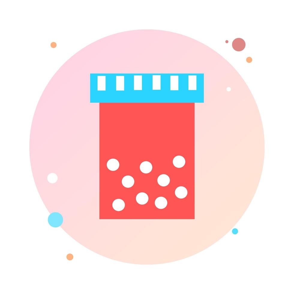 Medical pill icon in circle icon. Medicine, capsule, pharmacy, hospital of drugs. Medication, pharmaceutics concept. Vector illustration. Drugs flat round shaped icon. Healthcare medicine icon.