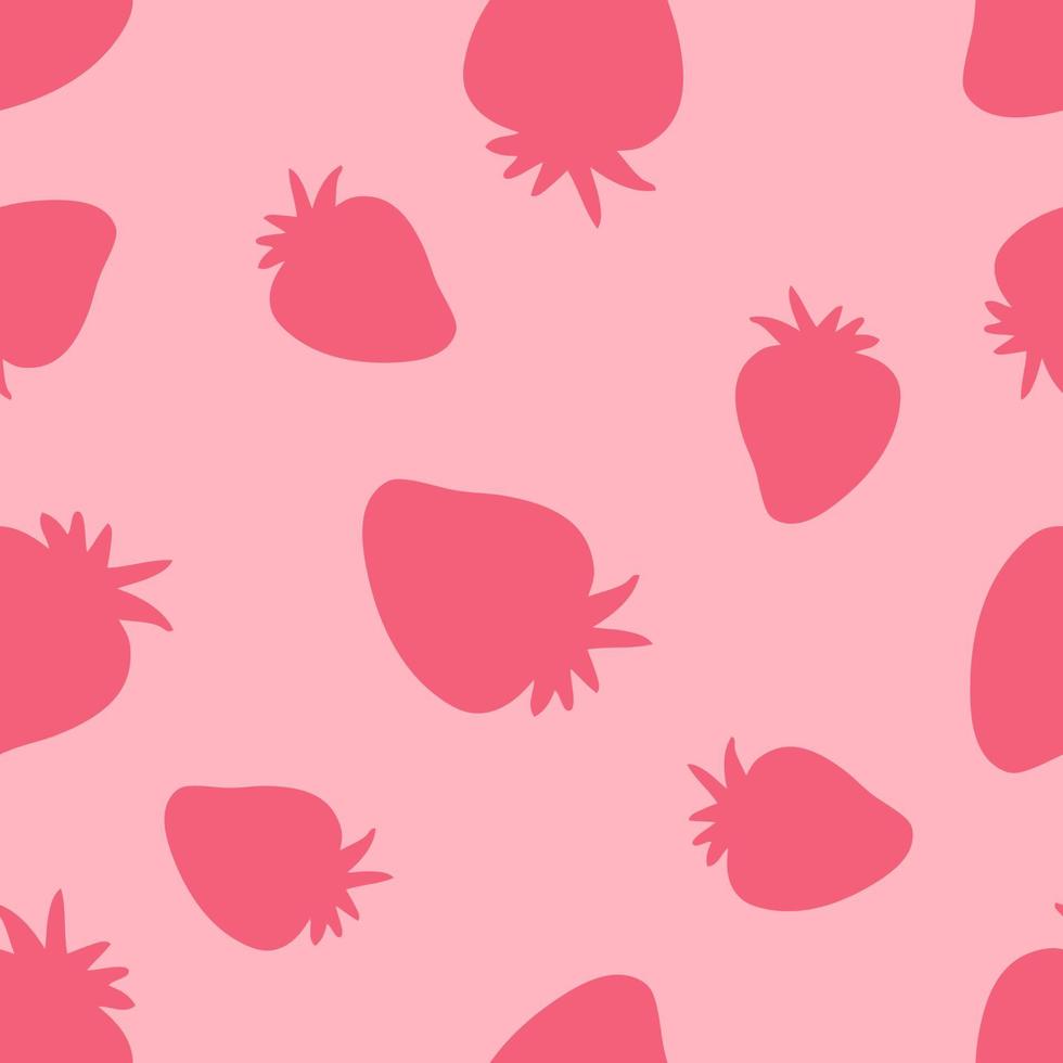 Hand drawn strawberries silhouette seamless pattern. vector