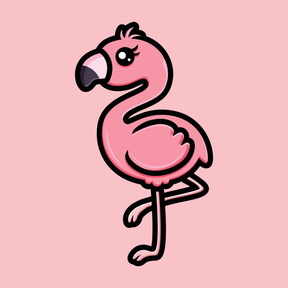 cute pink flamingo bird design vector