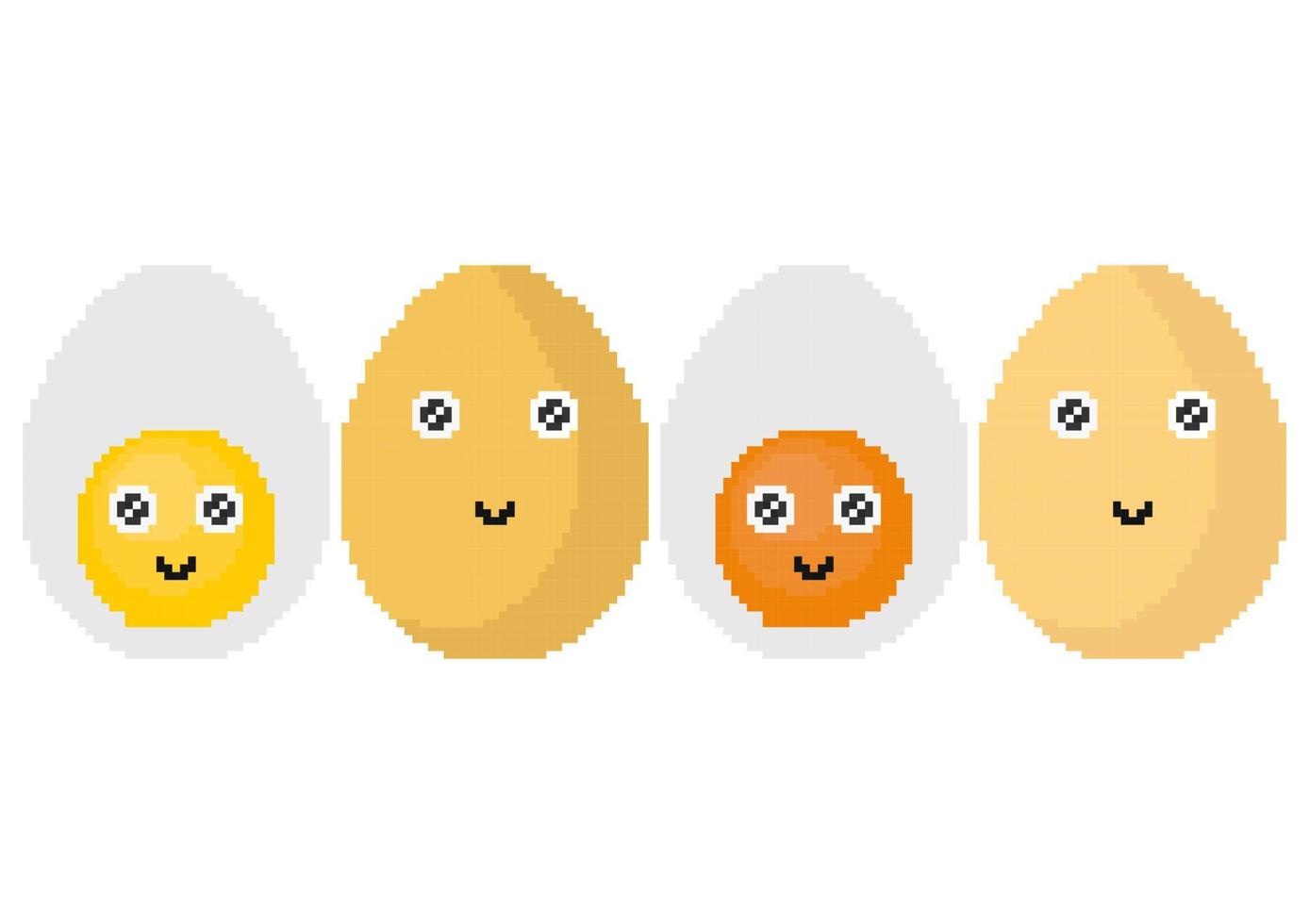 una colección de ilustraciones de huevos con temas de píxeles vector