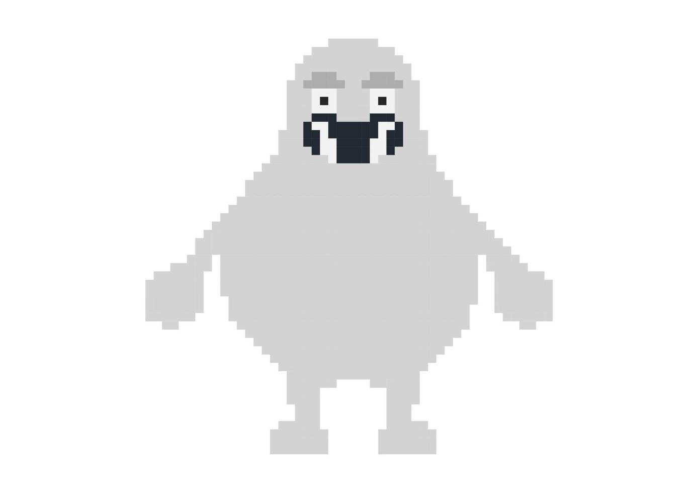 gray monster illustration with pixel theme vector