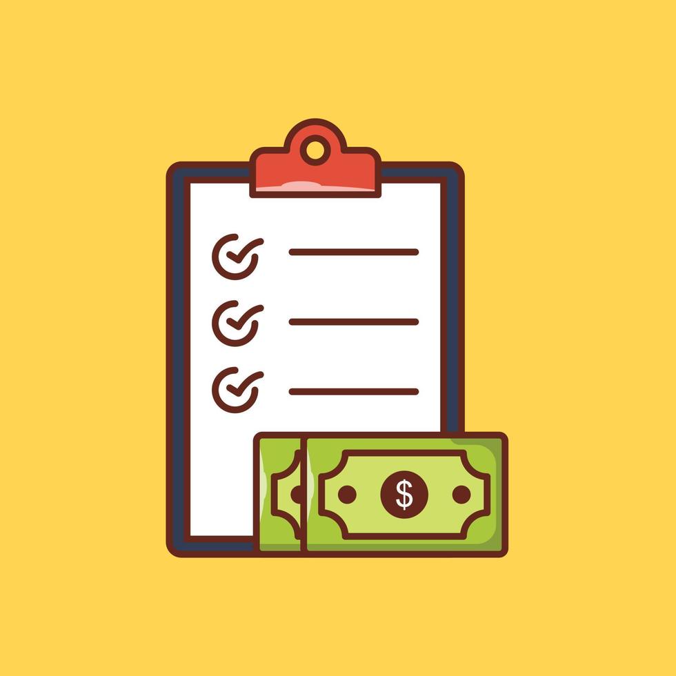 checklist with payment Vector illustration on a transparent background.  Premium quality symbols. Vector flat icon for concept and graphic design.