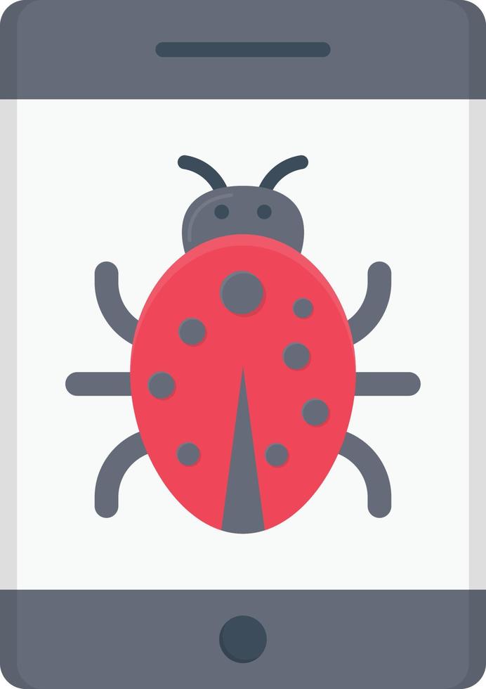 bug in mobile Vector illustration on a transparent background.  Premium quality symbols. Vector flat icon for concept and graphic design.