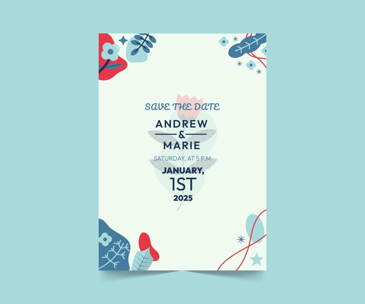 diseño de vector de plantilla de invitación de boda dibujada a mano decorativa