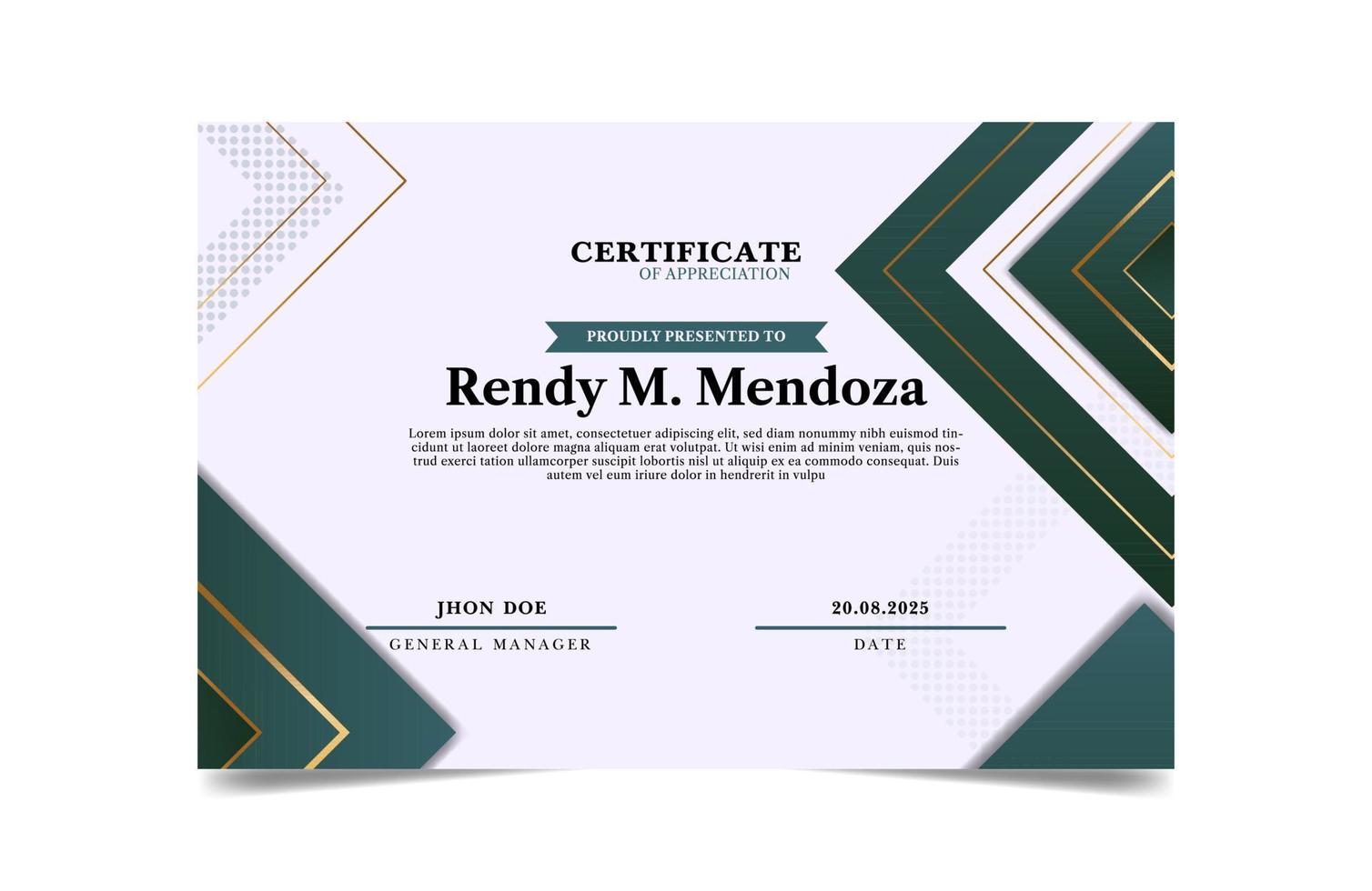 Elegant Employee of The Month Vector Certificate Design