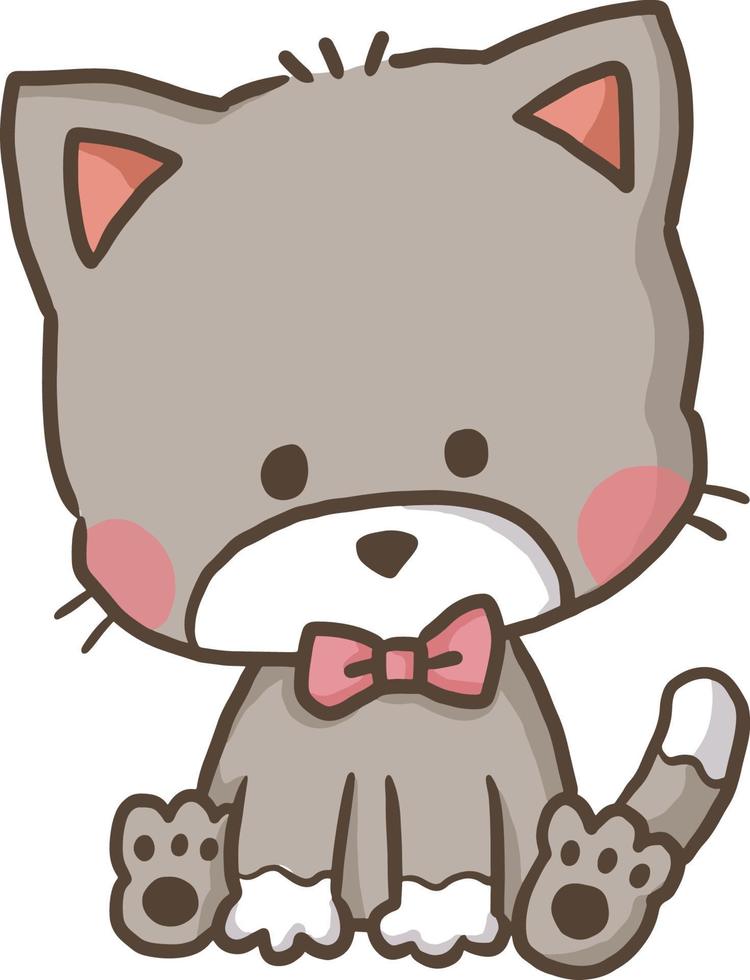 gato gris vector clipart de dibujos animados anime lindo personaje