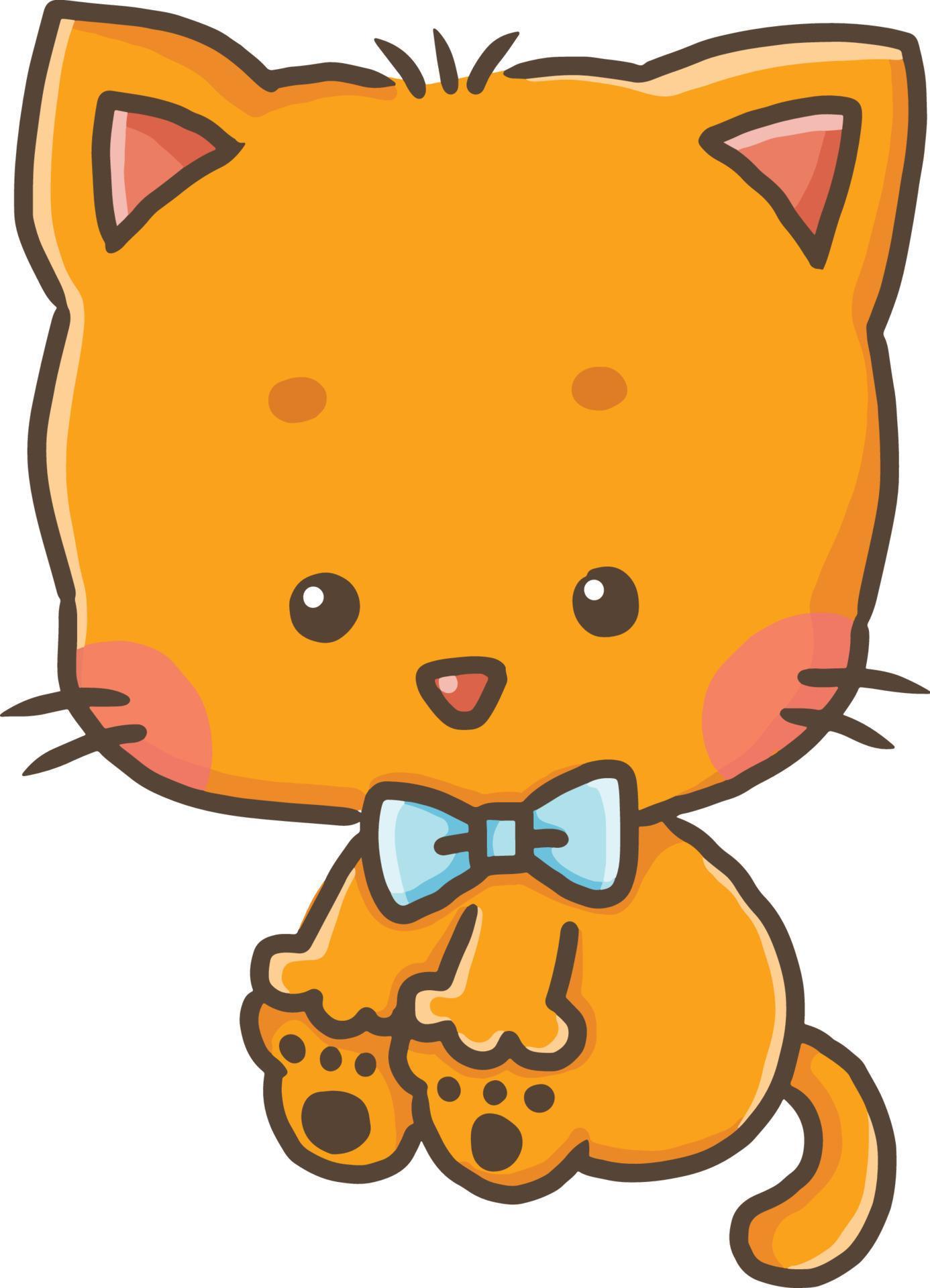 Orange cat vector cartoon clipart anime cute character illustration