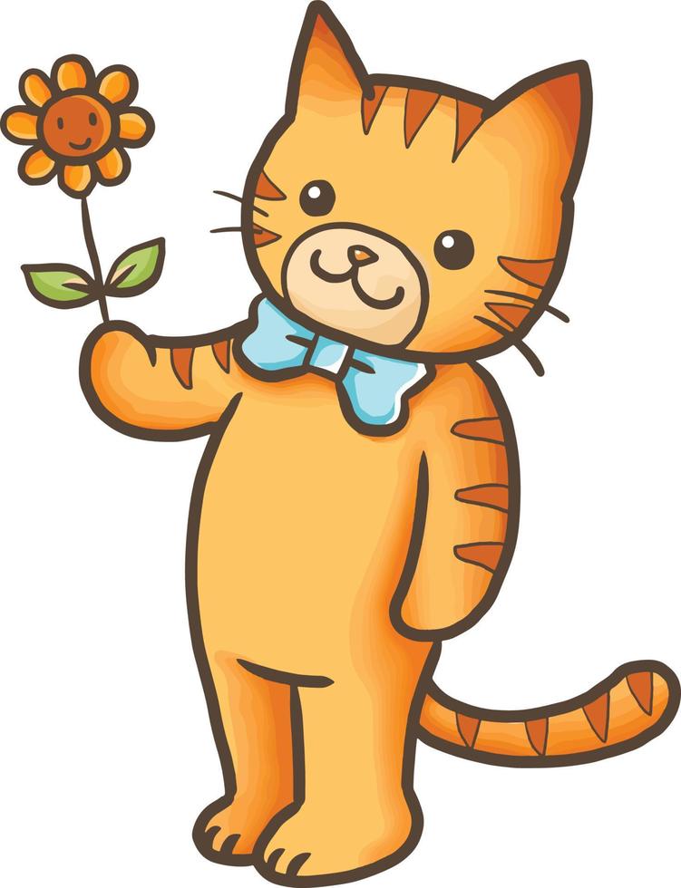 Orange cat vector cartoon clipart anime cute character illustration drawing