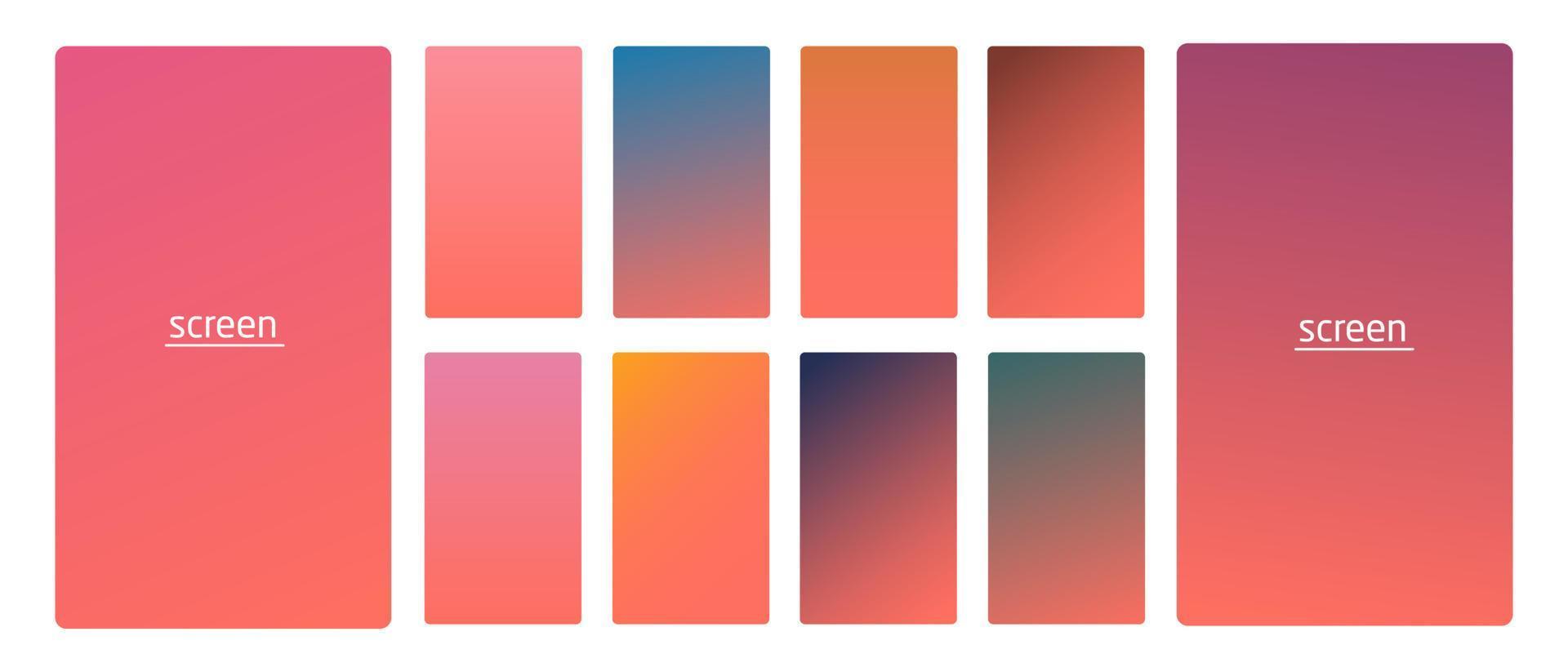 Vibrant and soft pastel gradient smooth color background set for devices, pc and modern smartphone screen soft pastel color backgrounds vector ux and ui design illustration.