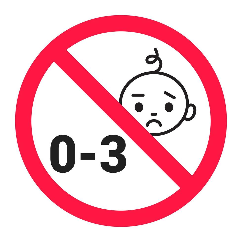 Choking hazard forbidden sign sticker not suitable for children under 3 years vector