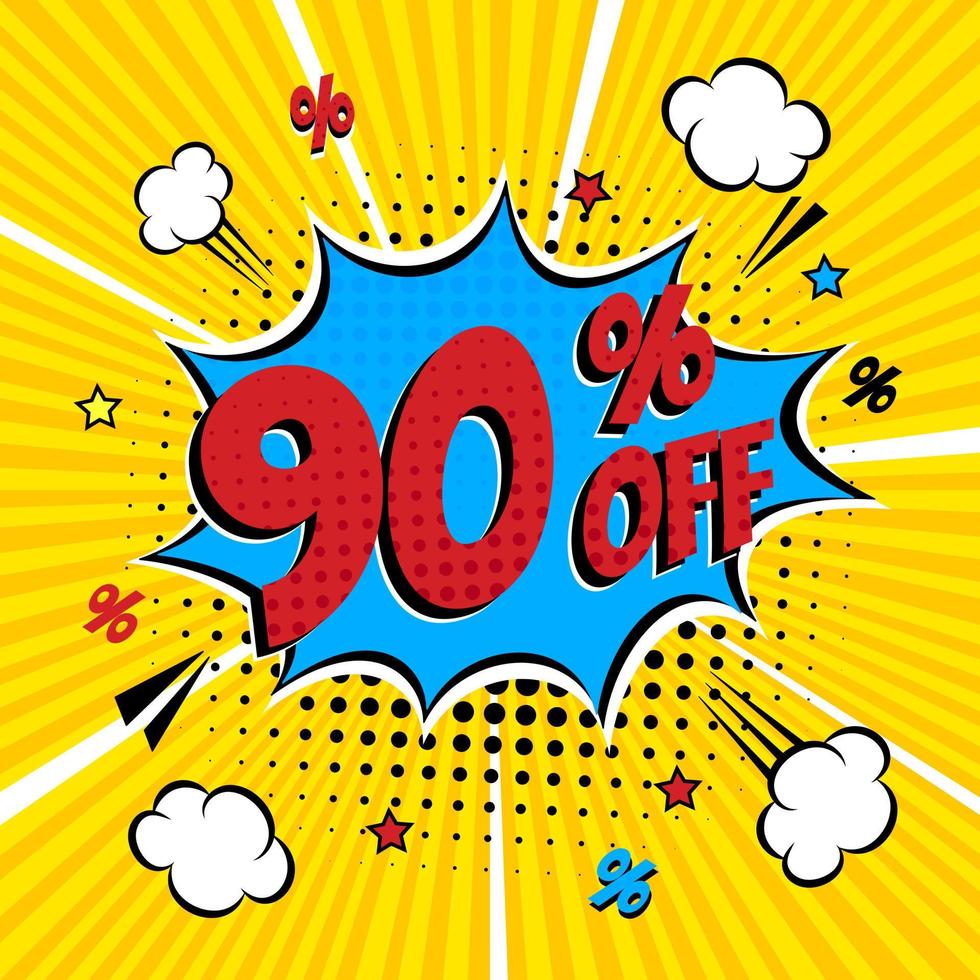 Comic lettering 90 percent off SALE in the speech bubble comic style vector