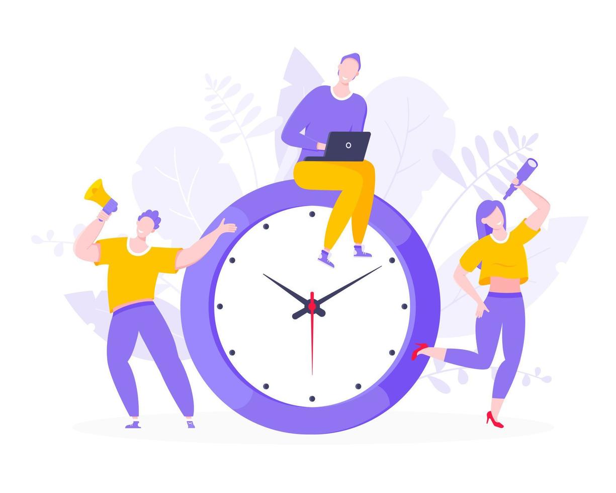 Effective work time management business concept flat style design vector illustration.
