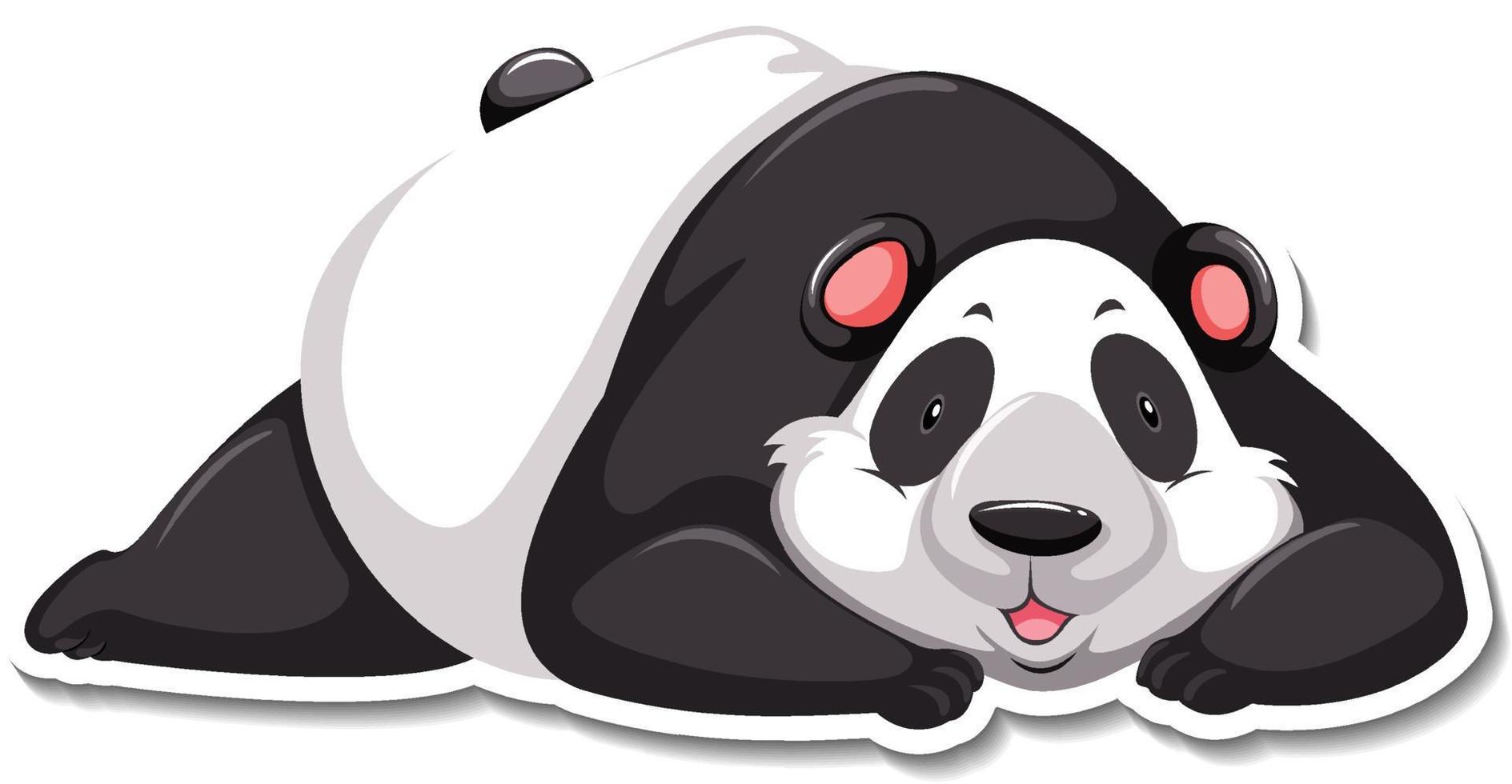 Panda bear lying cartoon character sticker vector
