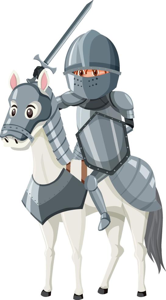 Medieval knight riding a horse isolated vector