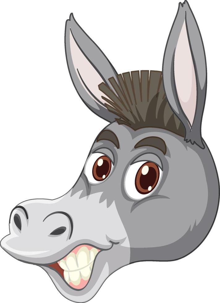 Burro con expresión facial sobre fondo blanco. vector