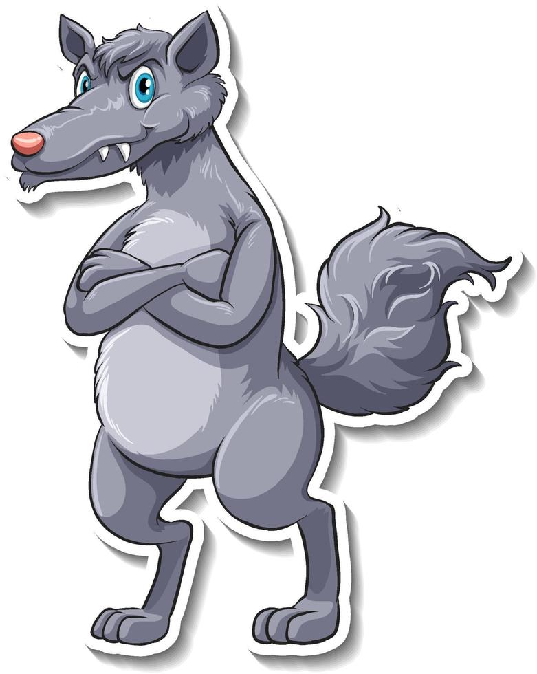 Angry wolf animal cartoon sticker vector
