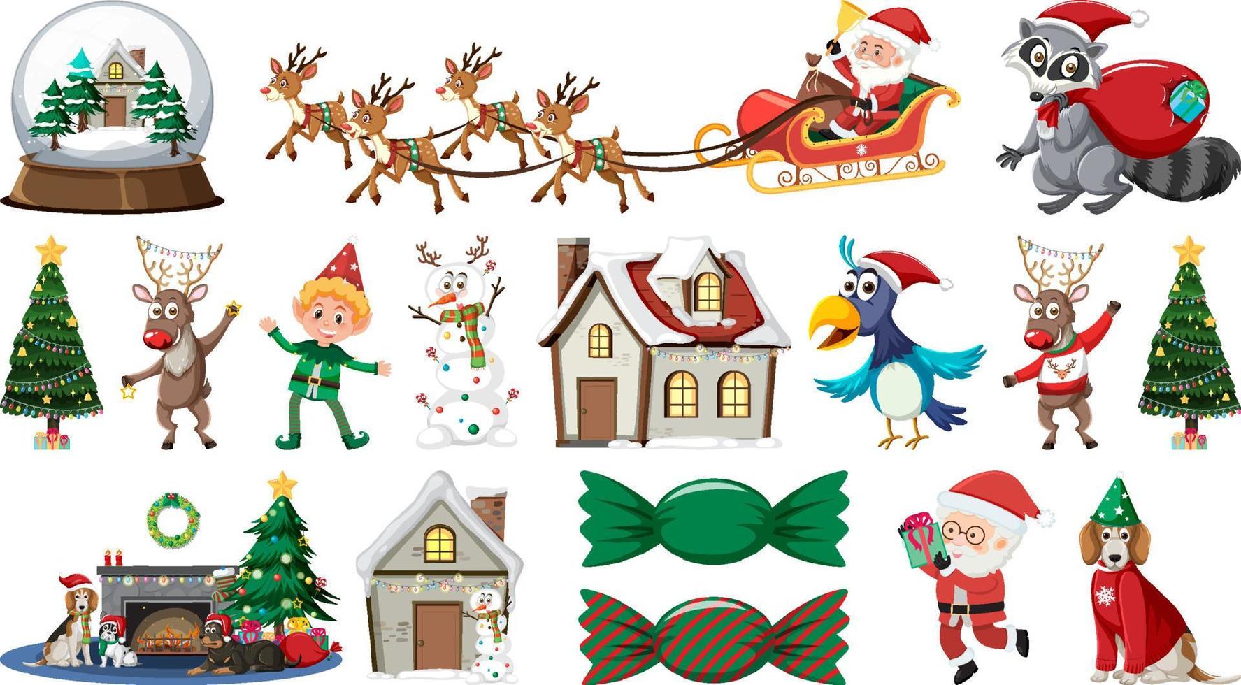 Set of isolated objects of christmas theme vector