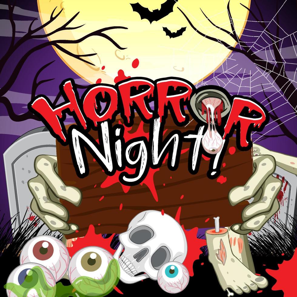 Halloween background with Horror Night logo vector
