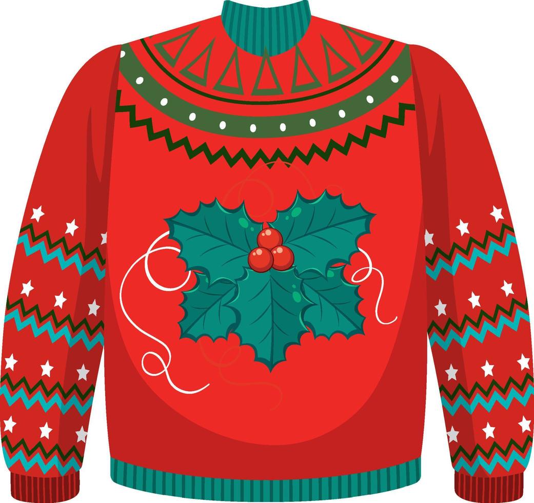 Christmas sweater with christmas berries pattern vector