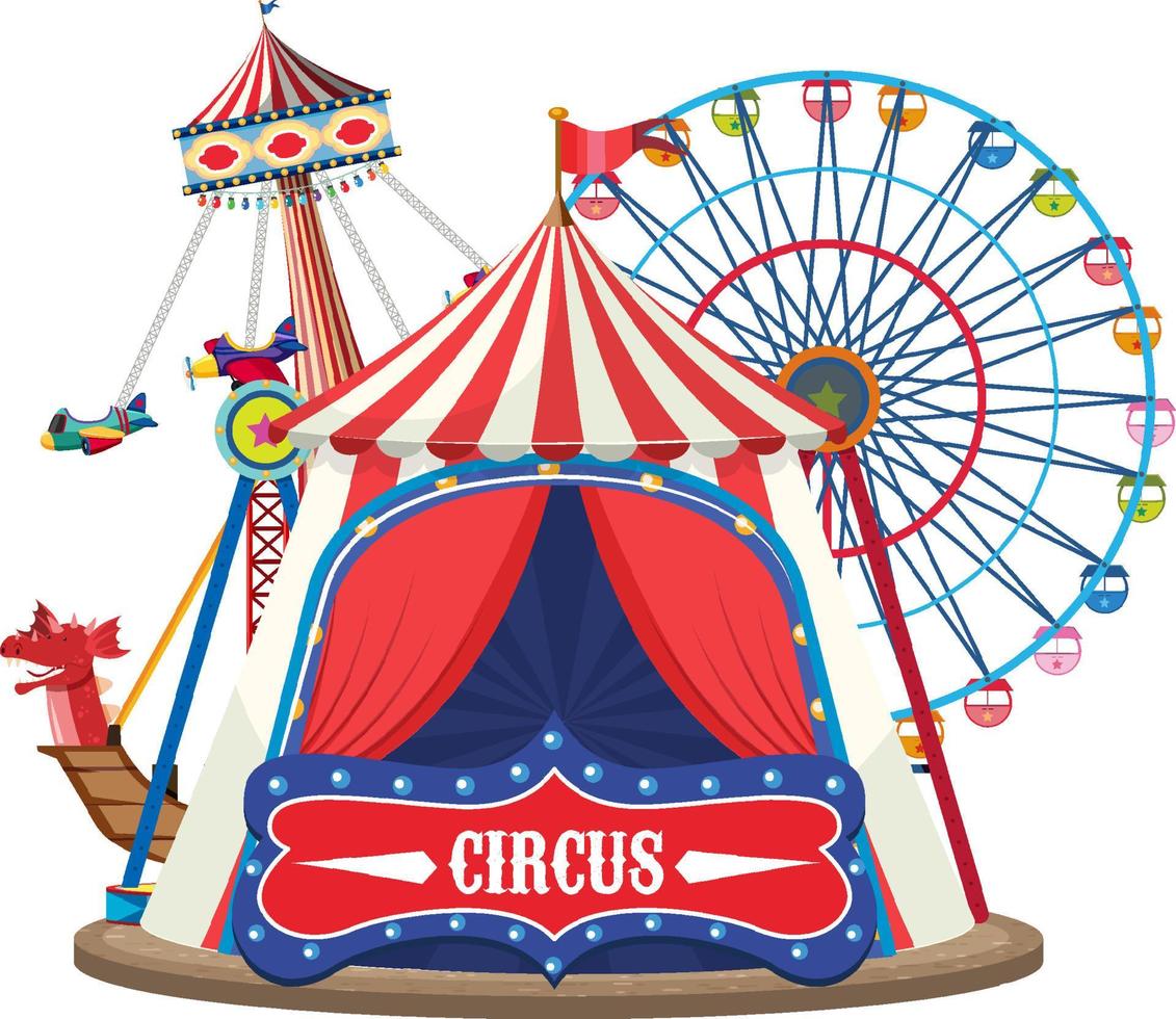 Amusement park with circus dome isolated vector