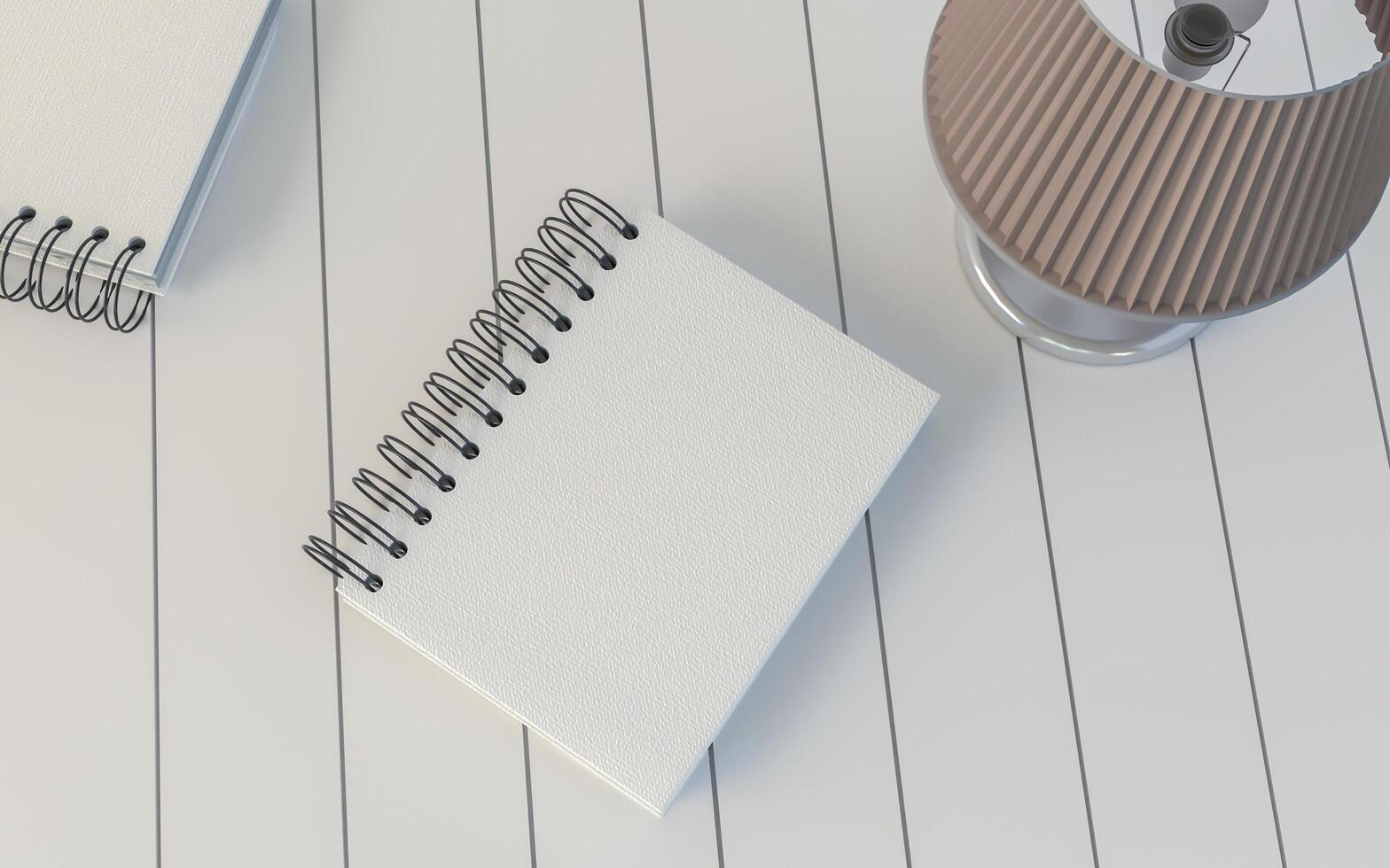 books on the table on a white background, 3D style. photo