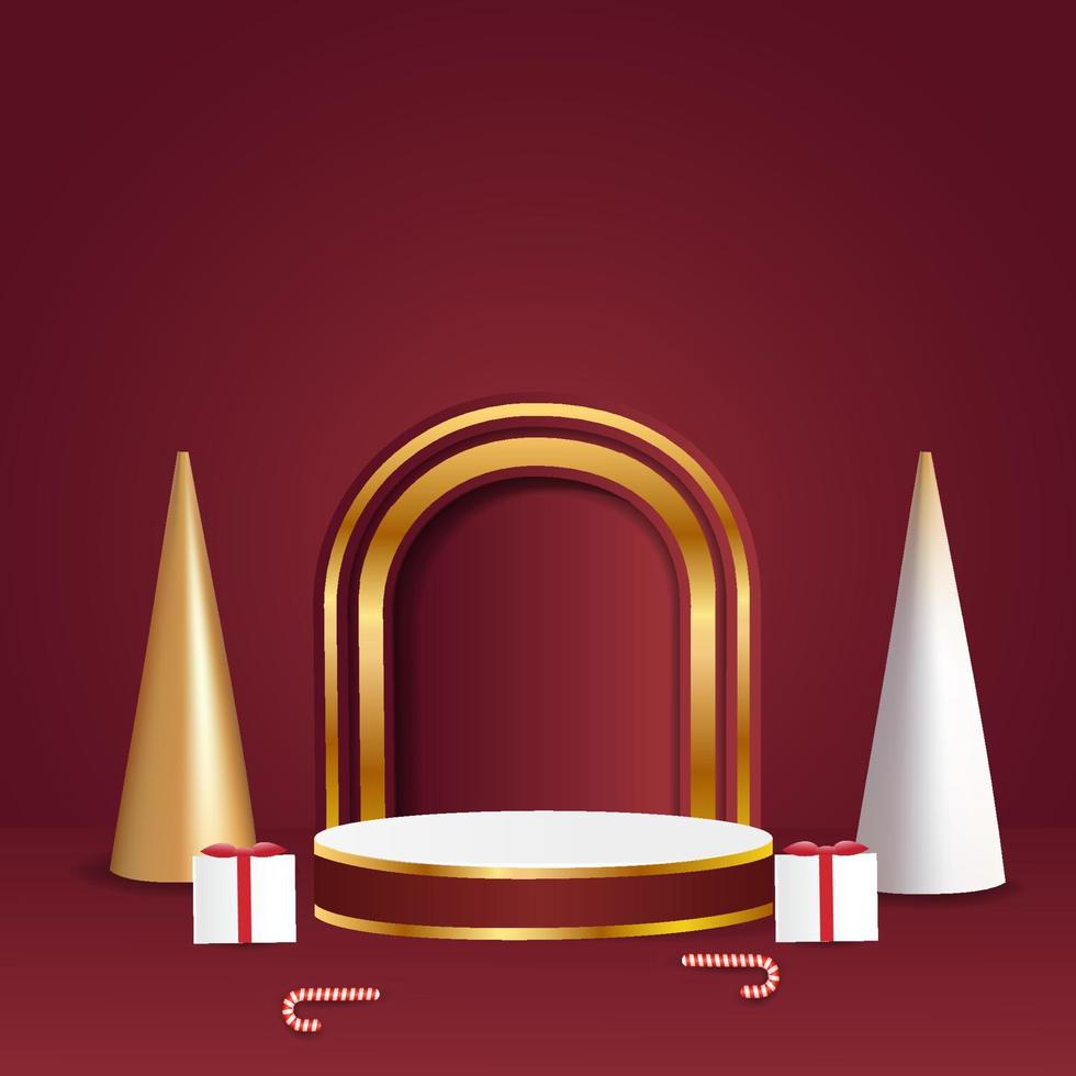 Merry Christmas with blank cylindrical display vector