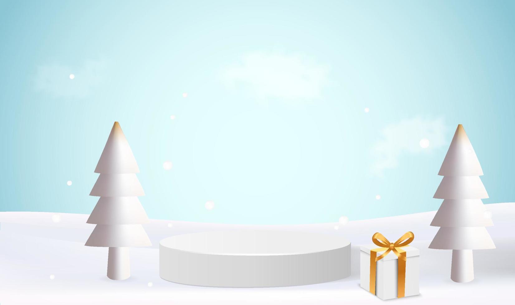 Merry Christmas with blank cylindrical display vector