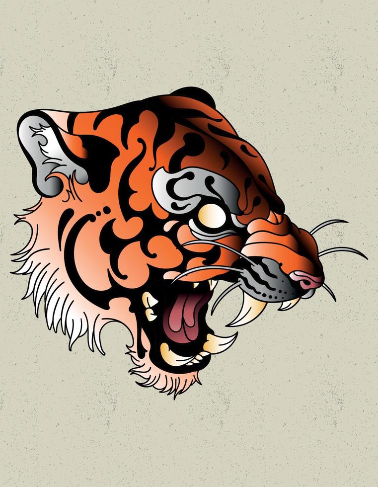 cabeza de tigre neo tradicional vector