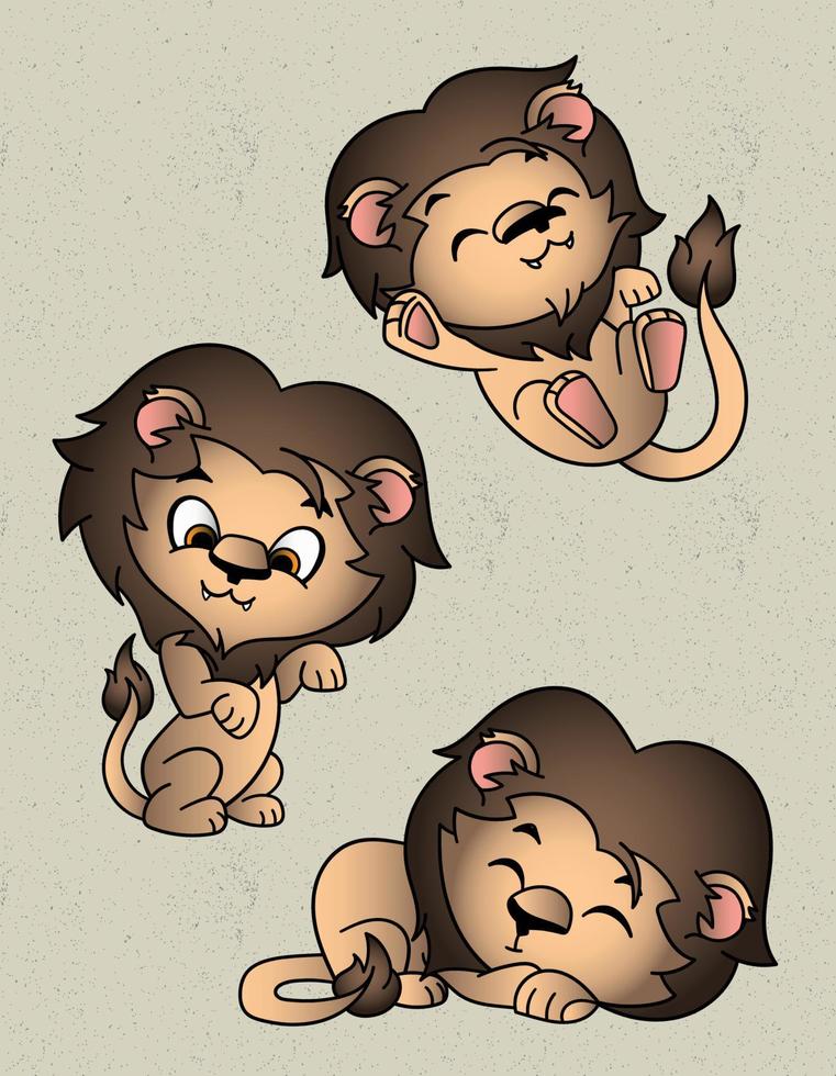 lion kawaii kids elements vector