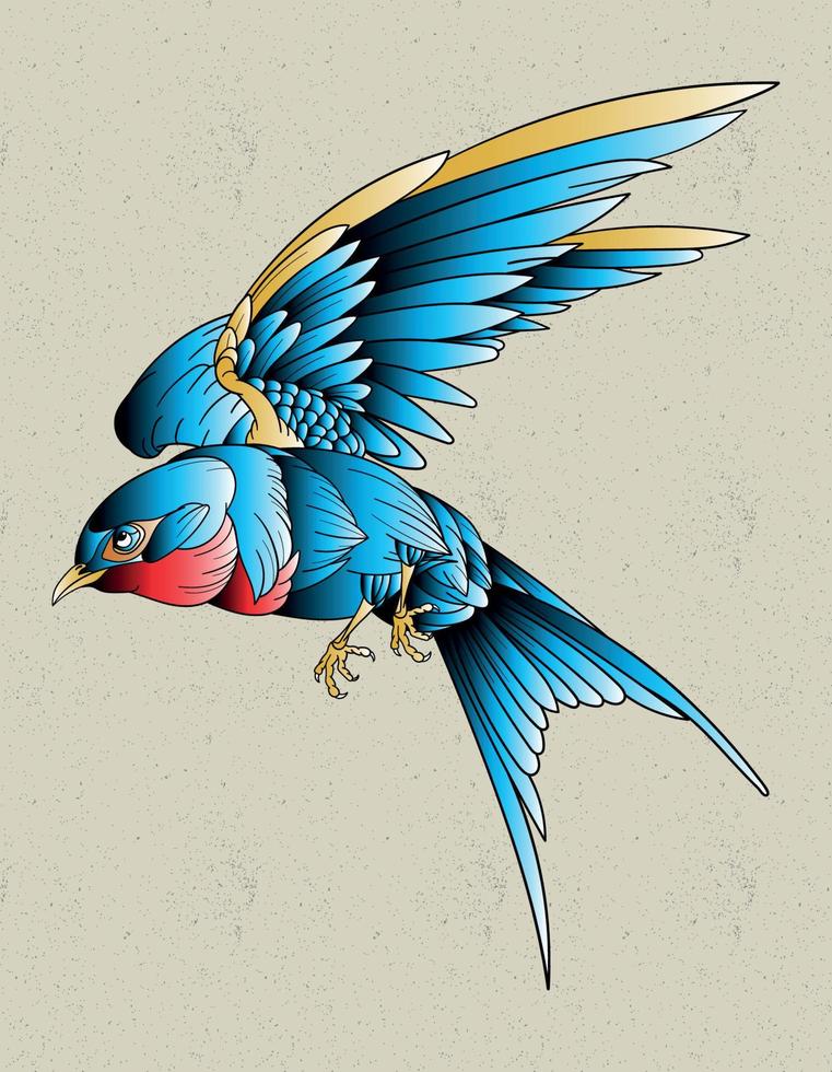 swallow tattoo old school vector