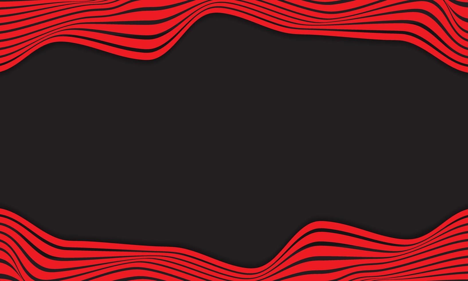 Fondo de rayas abstractas en negro y rojo con patrón de líneas onduladas. vector