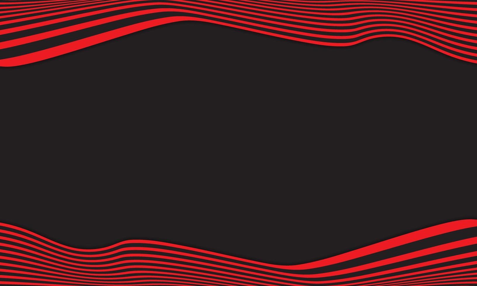 Fondo de rayas abstractas en negro y rojo con patrón de líneas onduladas. vector