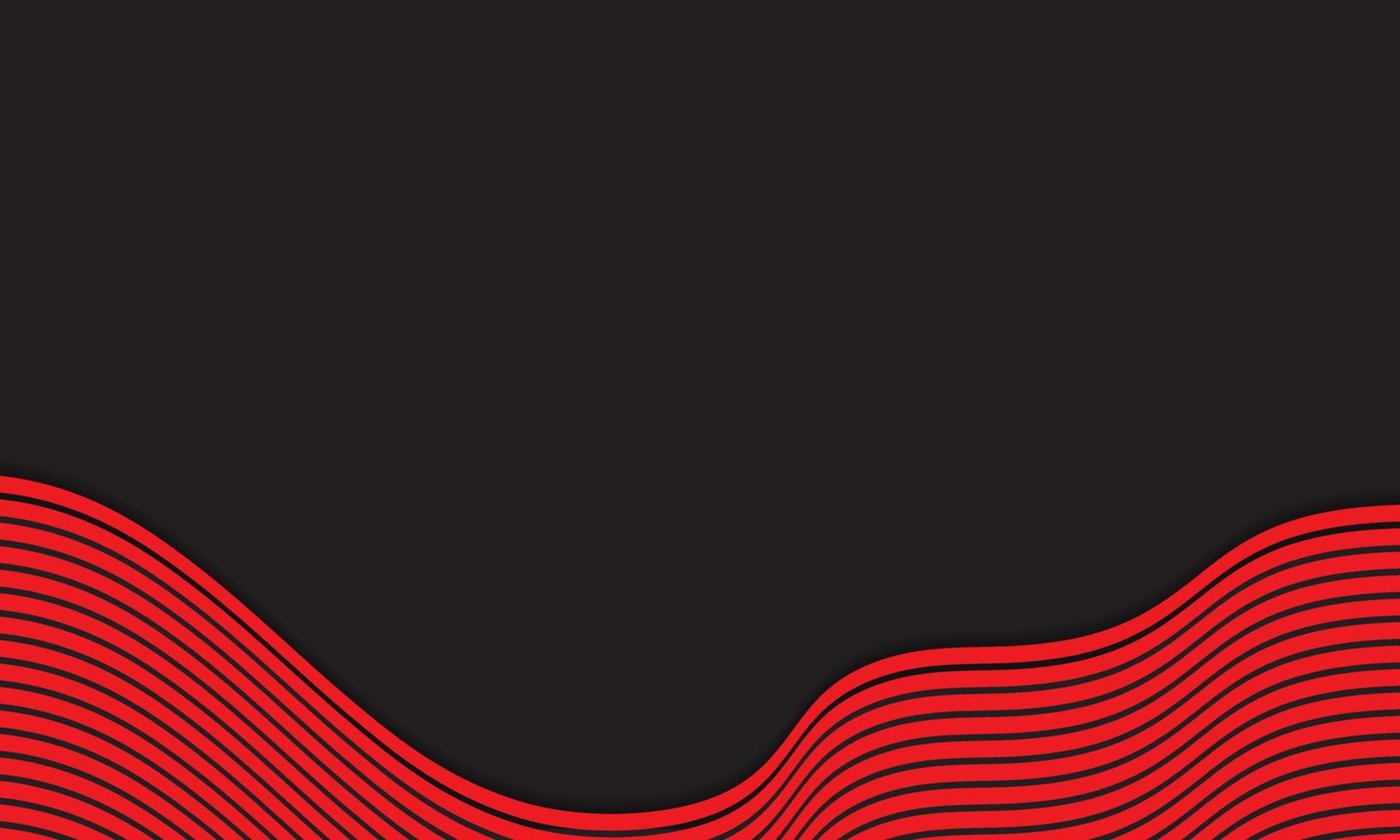 Fondo de rayas abstractas en negro y rojo con patrón de líneas onduladas. vector