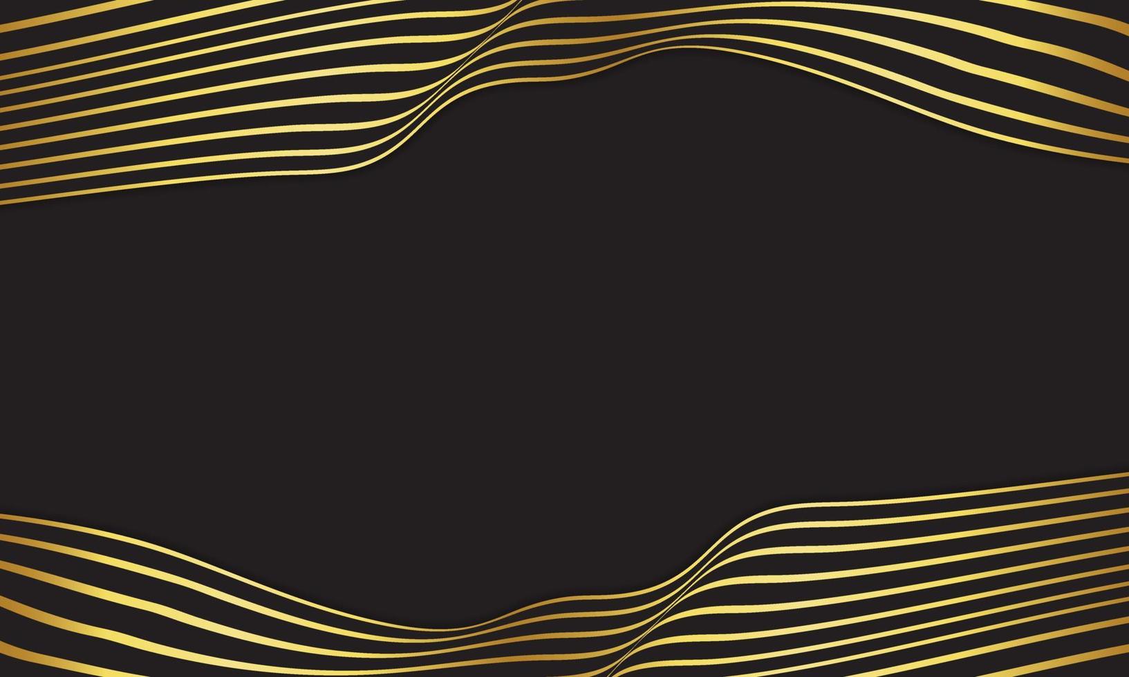 Abstract Luxury Stripe Background In Black And Gold With Wavy Lines Pattern. vector