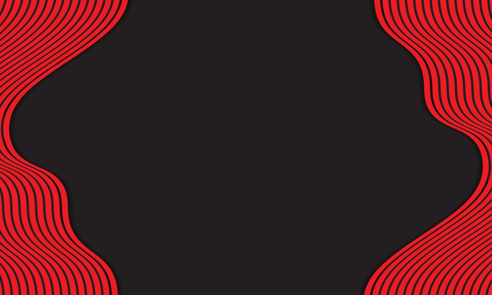 Fondo de rayas abstractas en negro y rojo con patrón de líneas onduladas. vector