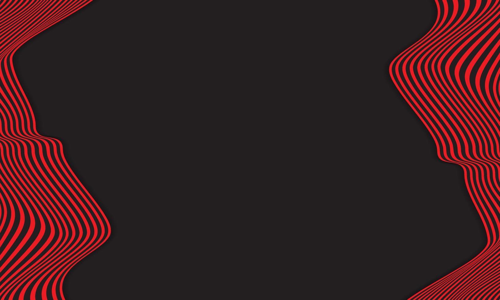 Abstract Stripe Background In Black And Red With Wavy Lines Pattern. vector