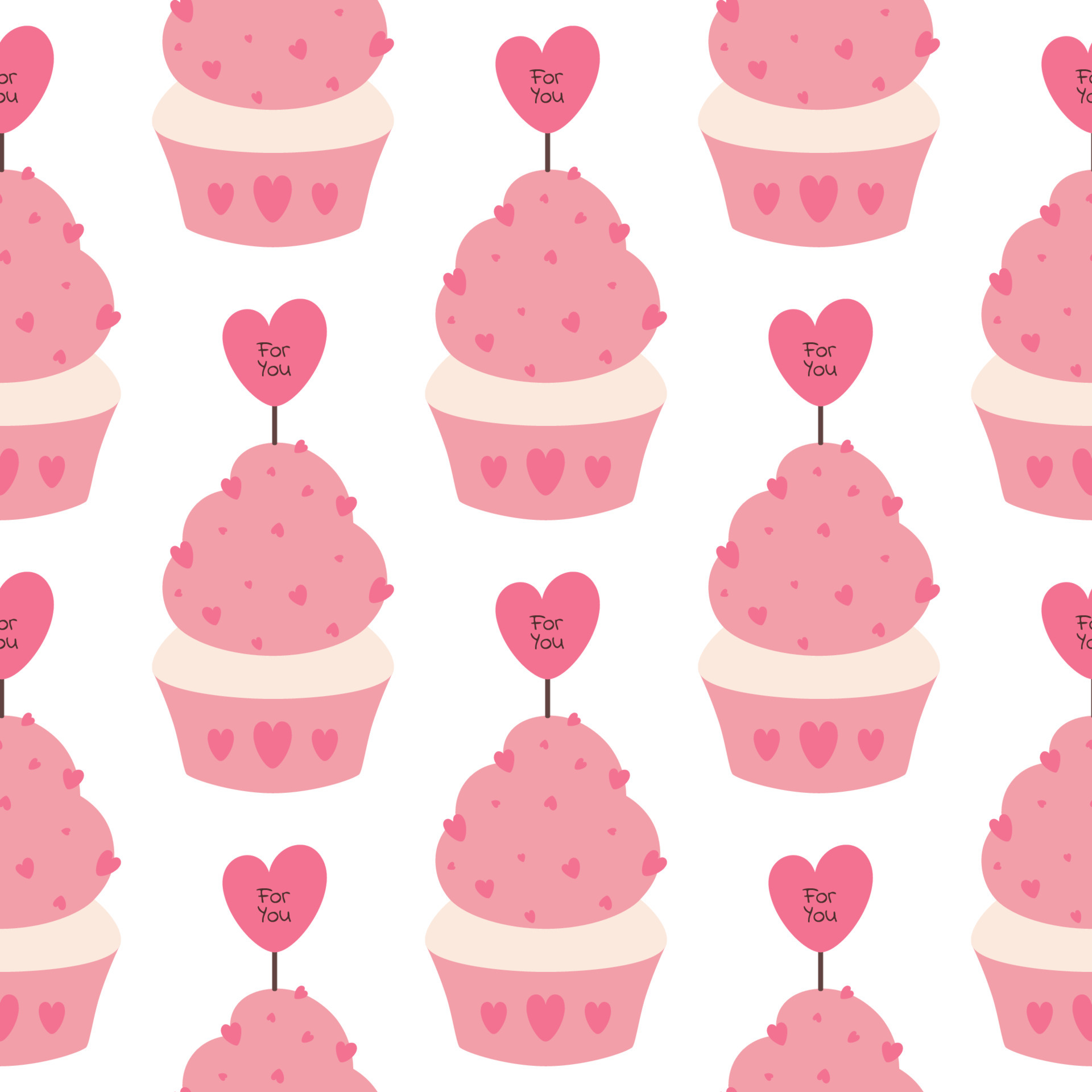 Seamless pink valentines background hearts vector pattern • wall