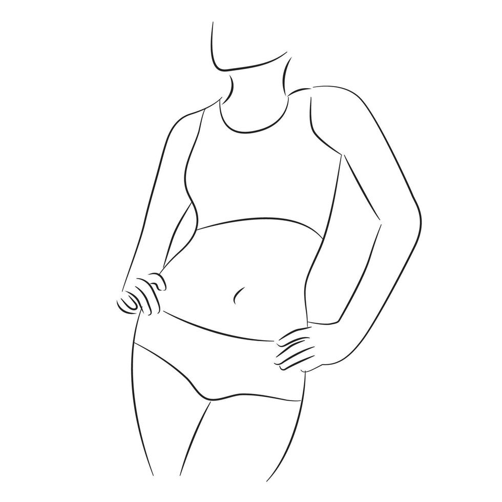 illustration outline weight loss. linear icon. waist, waistline vector