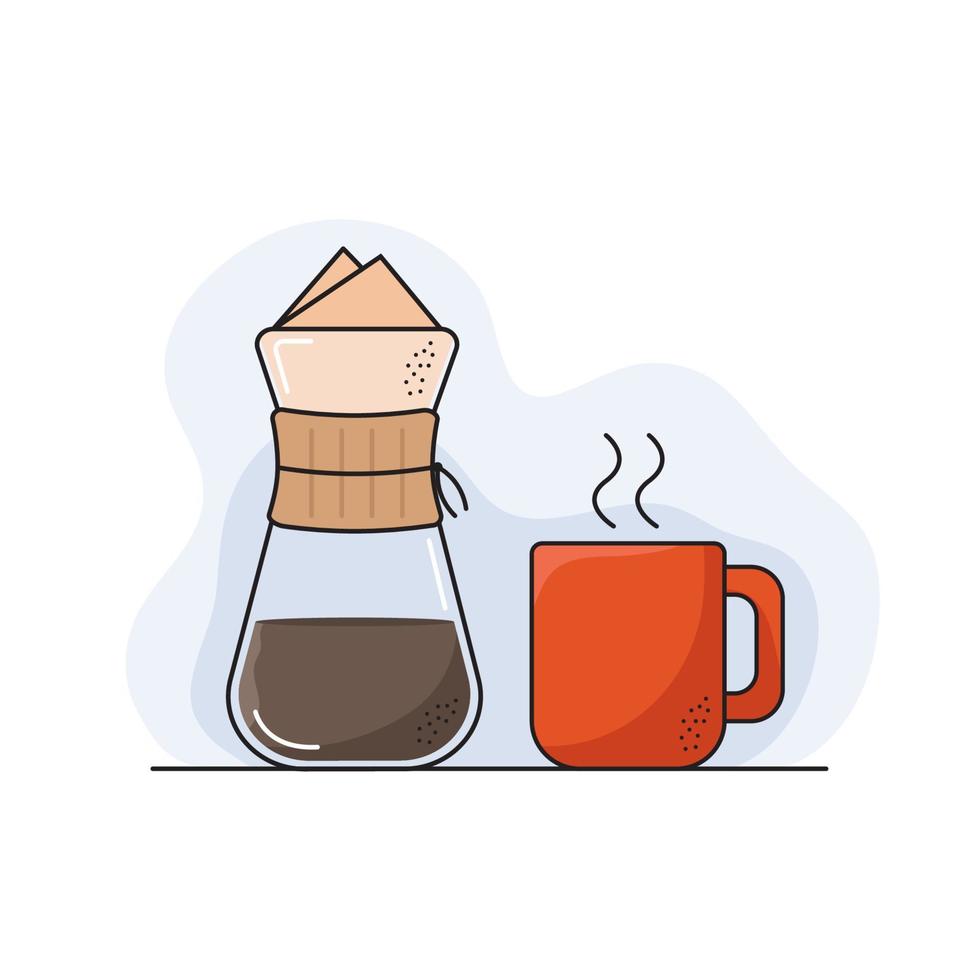 Illustration of a coffee drift. Red coffee mug. isolated background vector